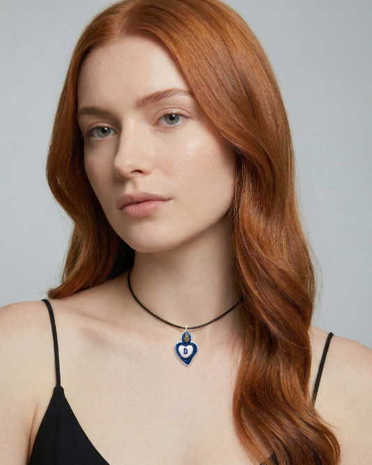 Charms - Ciondolo in Porcellana Cuore Blu - Lettera D