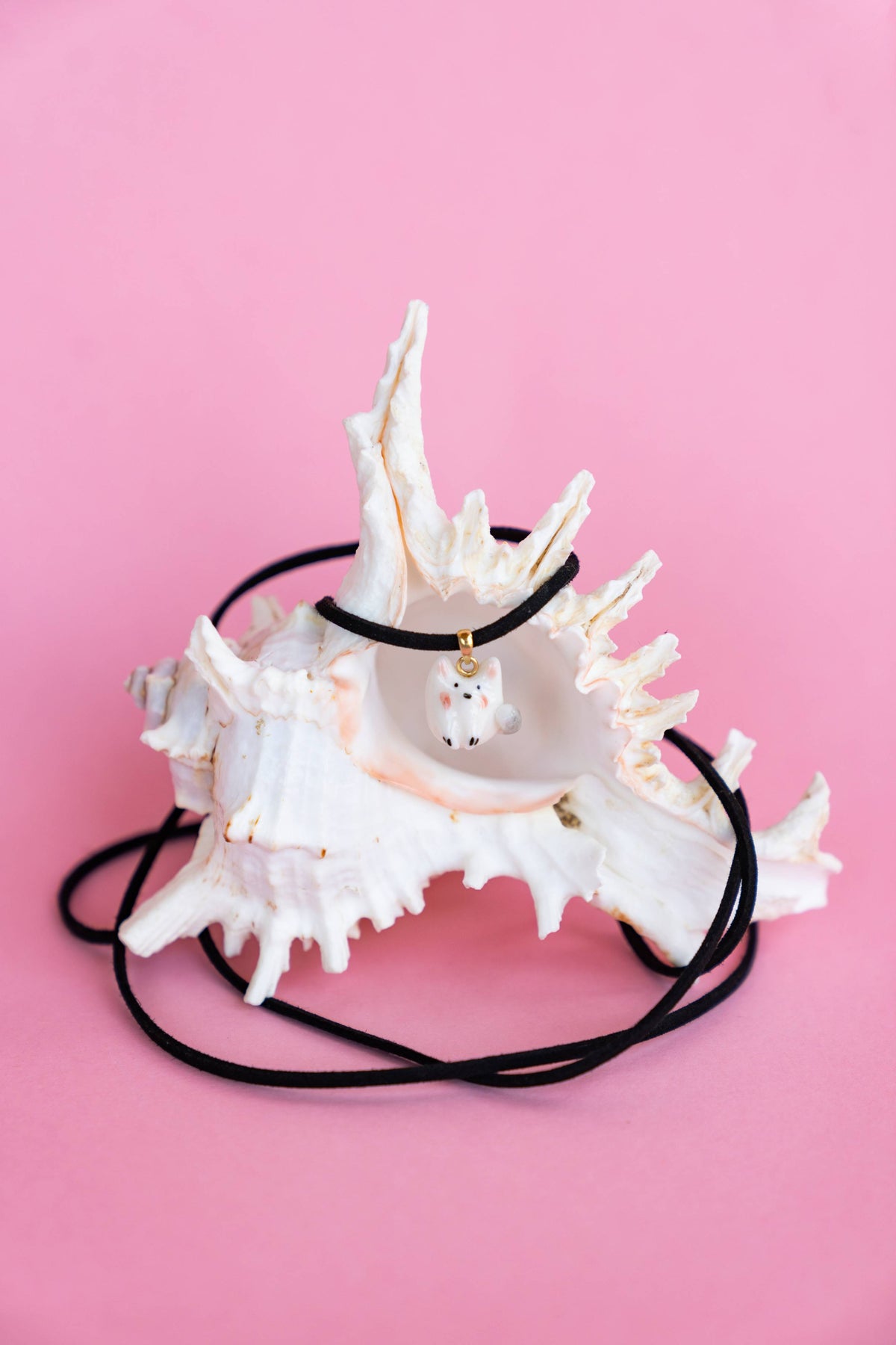 Collana Choker Gatto Bianco in Porcellana