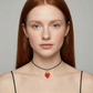 Charms - Pendentif Coeur Rouge Flamme Or Porcelaine