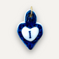 Charms - Blue Heart Porcelain Pendant - Letter I