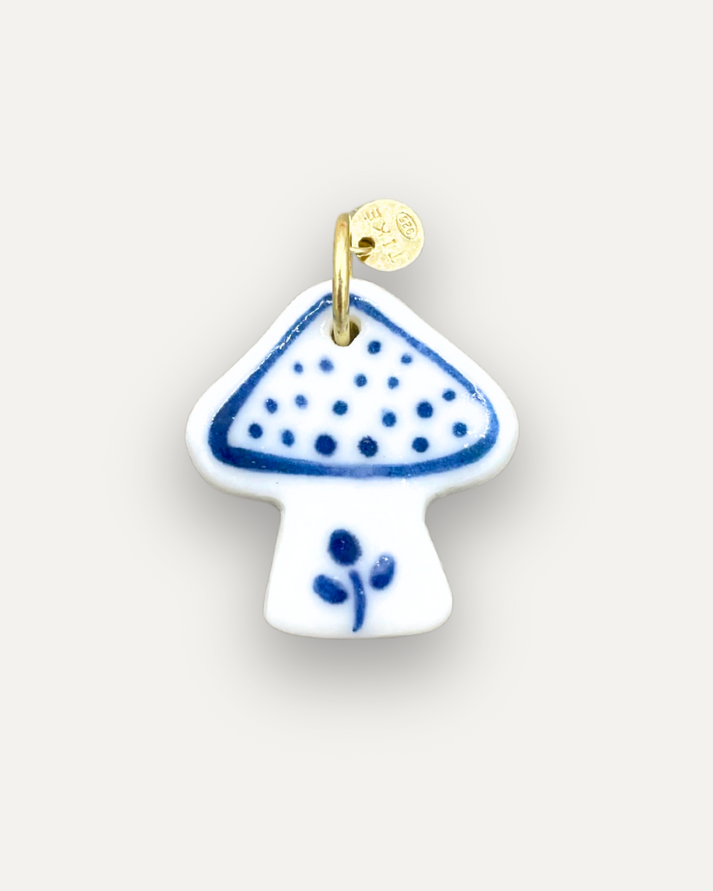Charms - Fungo Blu Ciondolo in Porcellana