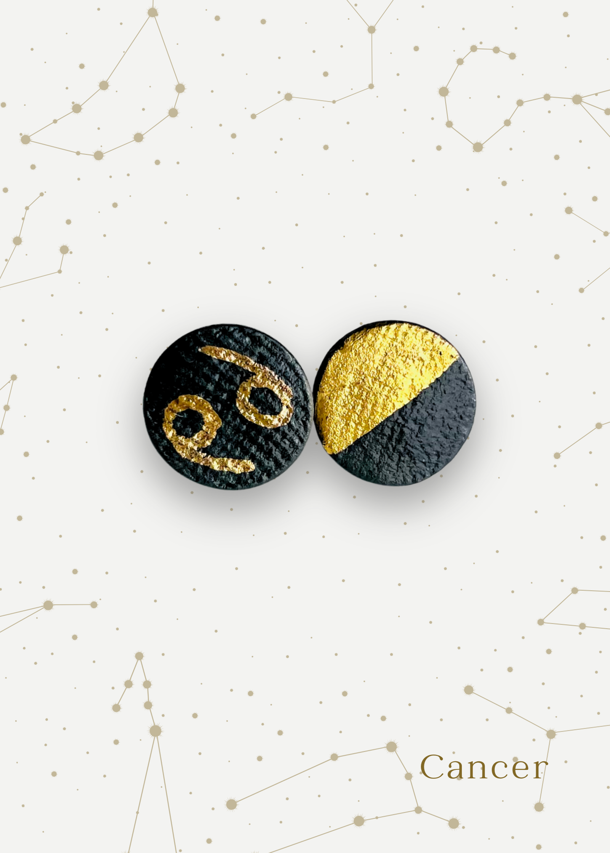 Orecchini a Lobo - Zodiaco in Porcellana Nera e Oro