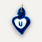 Charms - Ciondolo in Porcellana Cuore Blu - Lettera U