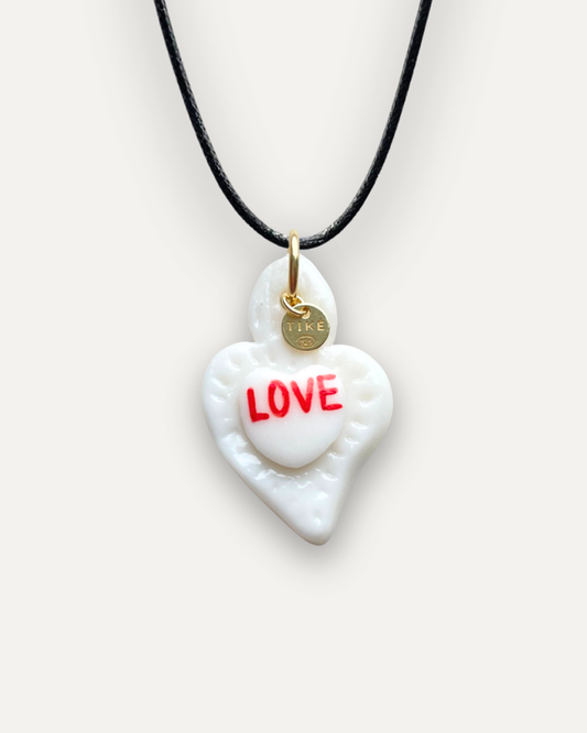Charm - Cuore Sacro LOVE rosso ciondolo in Porcellana