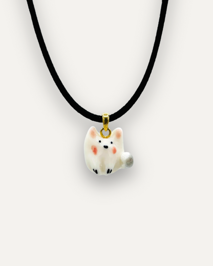 Collana Choker Gatto Bianco in Porcellana