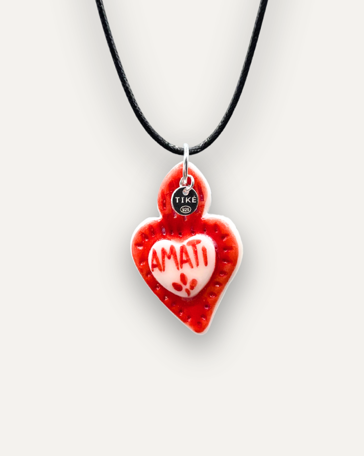 Charm - Cuore Sacro Amati Rosso Ciondolo in Porcellana
