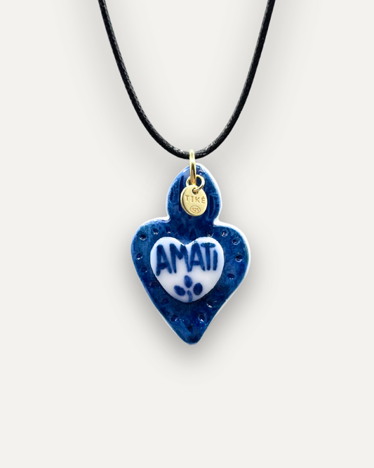 Charm - Cuore Sacro Amati Blu Ciondolo in Porcellana