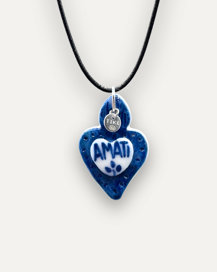 Charm - Cuore Sacro Amati Blu Ciondolo in Porcellana