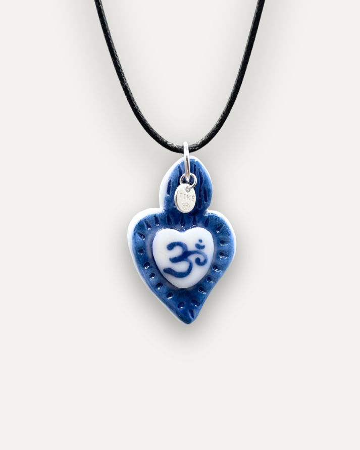 Charm - Cuore Sacro Om Blu ciondolo in Porcellana