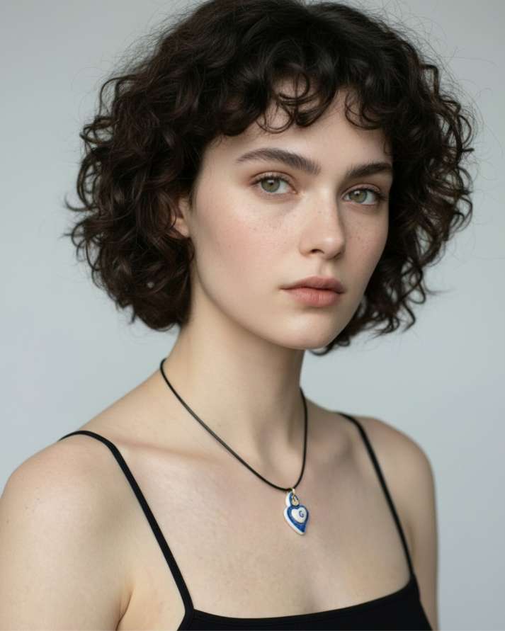 Charms - Ciondolo in Porcellana Cuore Blu - Lettera G