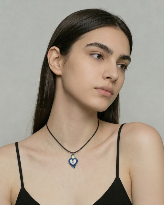 Charms - Ciondolo in Porcellana Cuore Blu - Lettera I