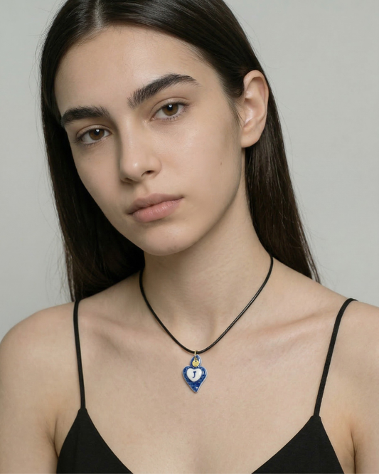 Charms - Ciondolo in Porcellana Cuore Blu - Lettera J