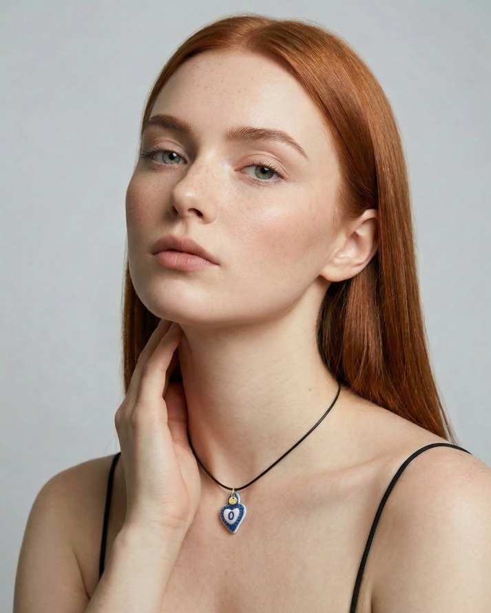 Charms - Ciondolo in Porcellana Cuore Blu - Lettera O