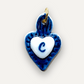 Charms - Blue Heart Porcelain Pendant - Letter C