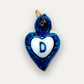 Breloques - Pendentif Coeur Bleu en Porcelaine - Lettre D