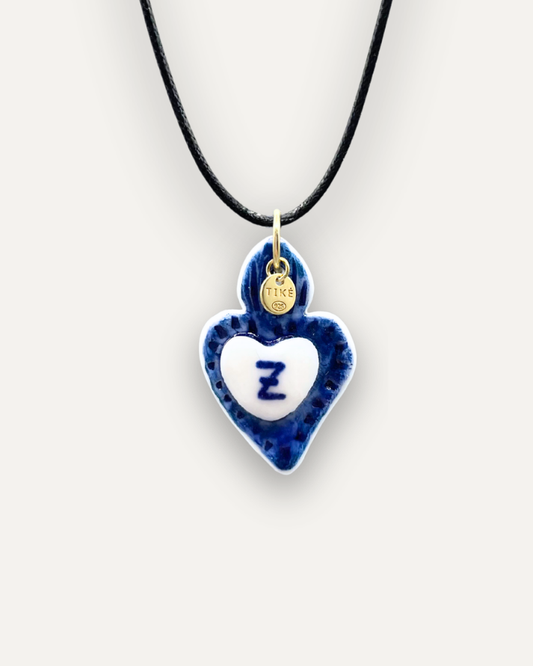 Charms - Ciondolo in Porcellana Cuore Blu - Lettera Z