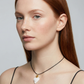 Charms - White Heart Flame Gold Porcelain Pendant