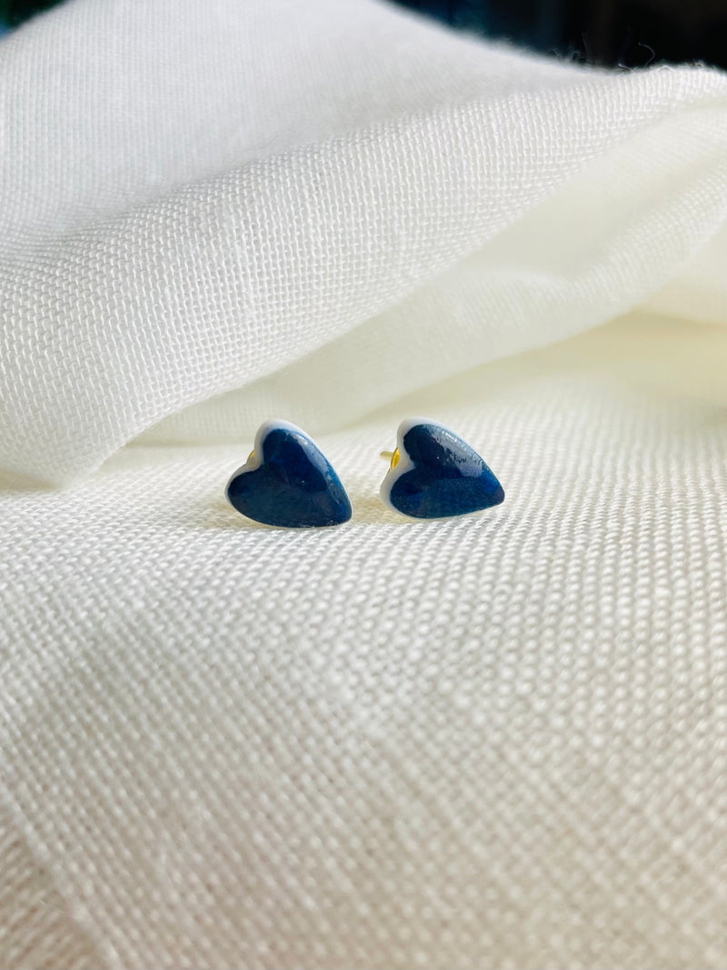 Orecchini a Lobo Argento 925 - Cuore in Porcellana